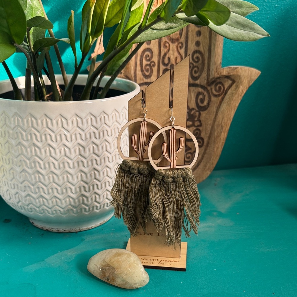 Elegant Olive Tassel Earrings